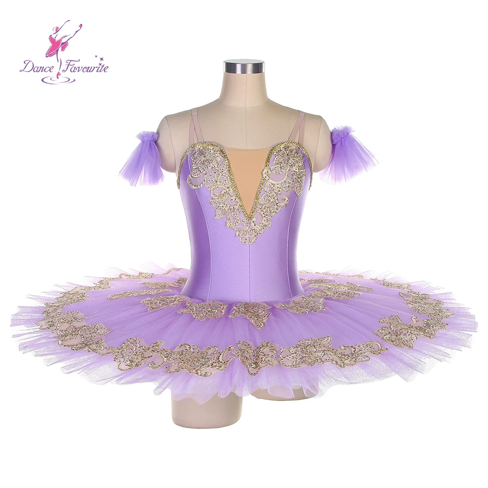 Dance Favourite Ballet Tutus BLL099 New Lilac Pre-Professional Ballet Tutu with Gold Applique Trim