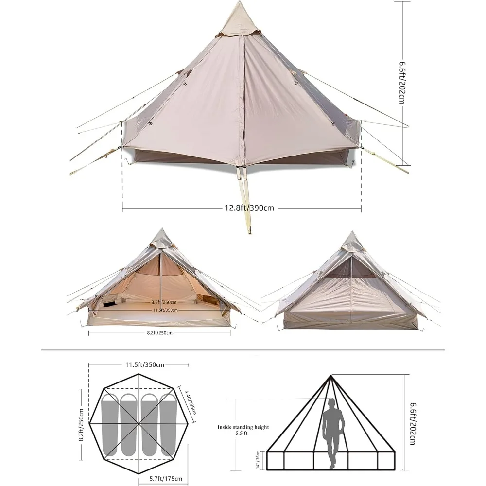 Imagem -06 - Barraca de Campismo ao ar Livre Oxford Bell Yurt com Ventilação Fresca Janelas e Portas de Mosquiteiro Família