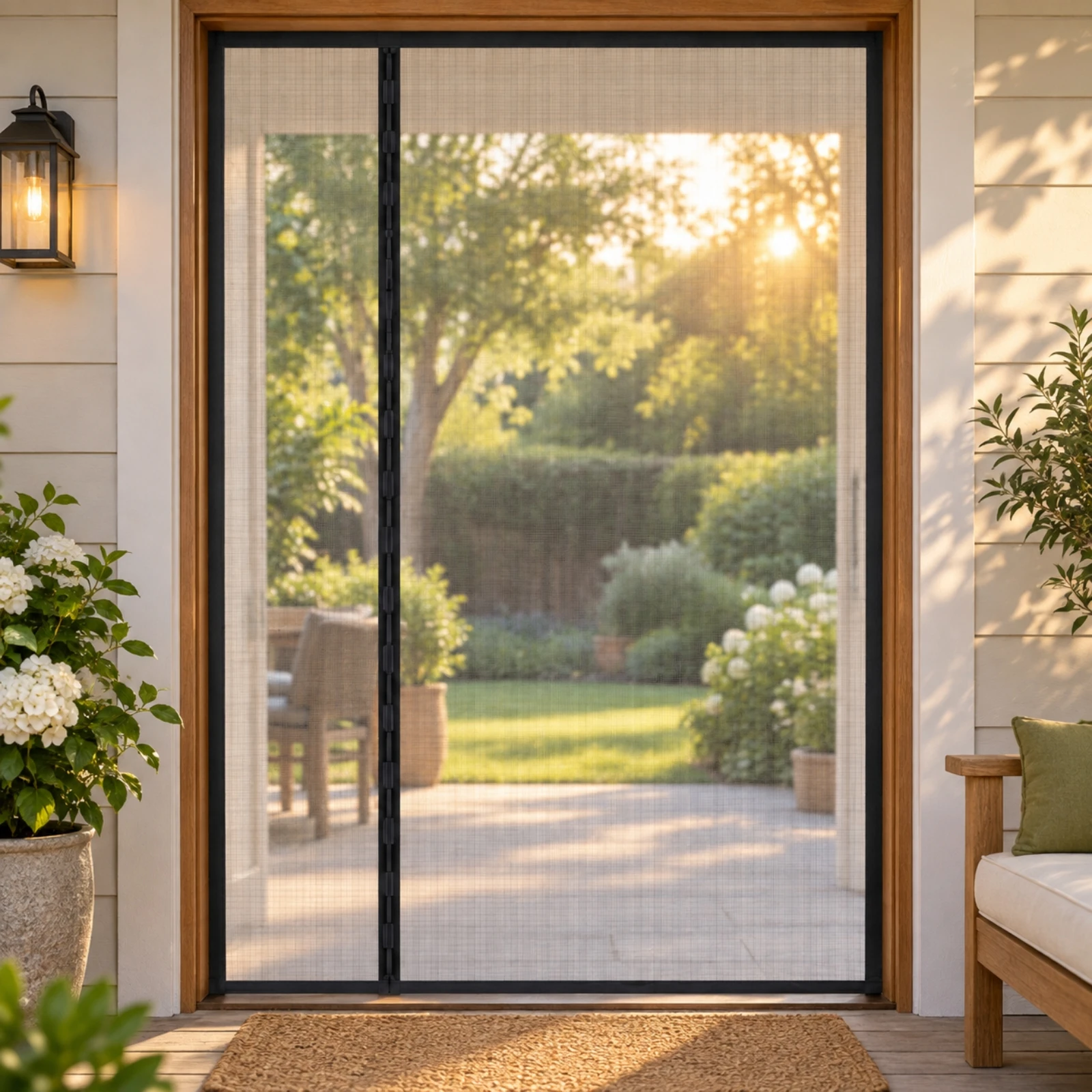 Magnetized Mesh Screen Door Tear-Resistant Magnetized Screen Door Hands Hands-Free Mesh Partition Long-Lasting Auto Closing