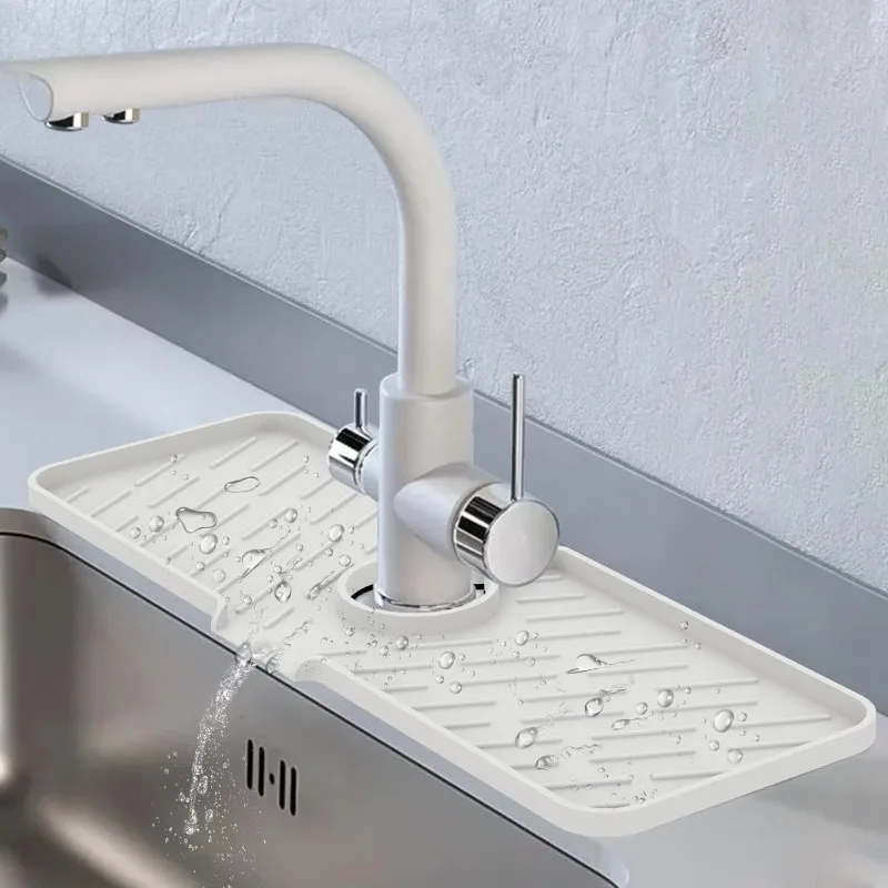 

Extra Long Silicone Faucet Splash Guard - Water Catcher Mat for Kitchen Sink, Prevents Countertop Water Damage & Mess