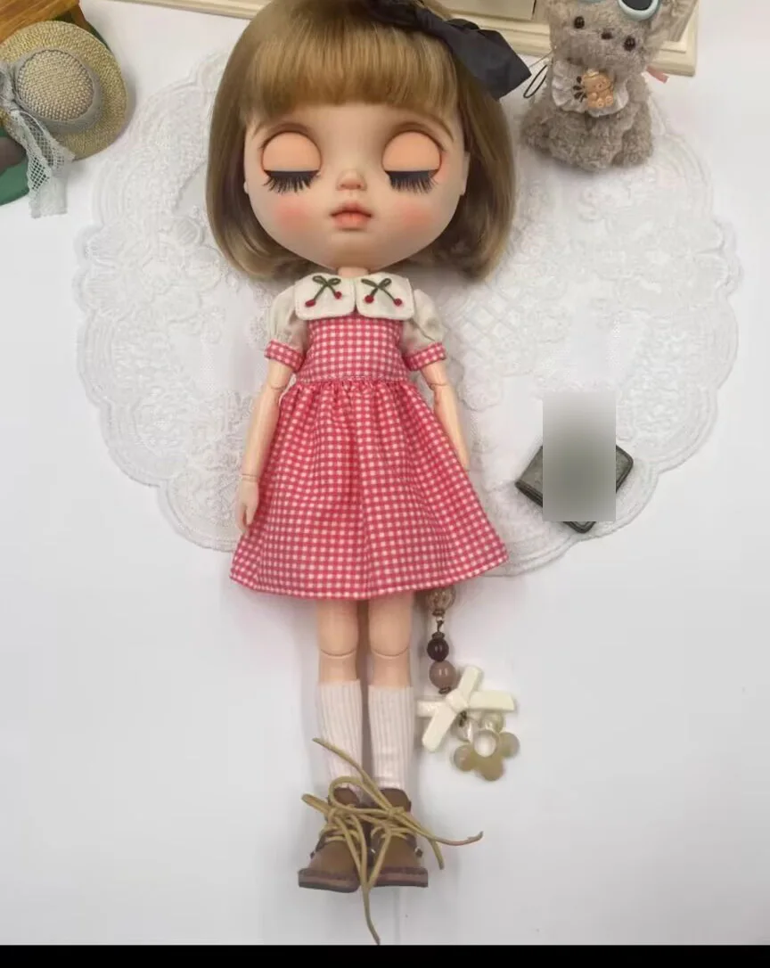 

1 шт., цельное платье вишневого цвета нового дизайна в сельском стиле 2026 для Blythe/landoudou (подходит для Lulu,ymy24,Ob22,24,26,zone, Jenny)