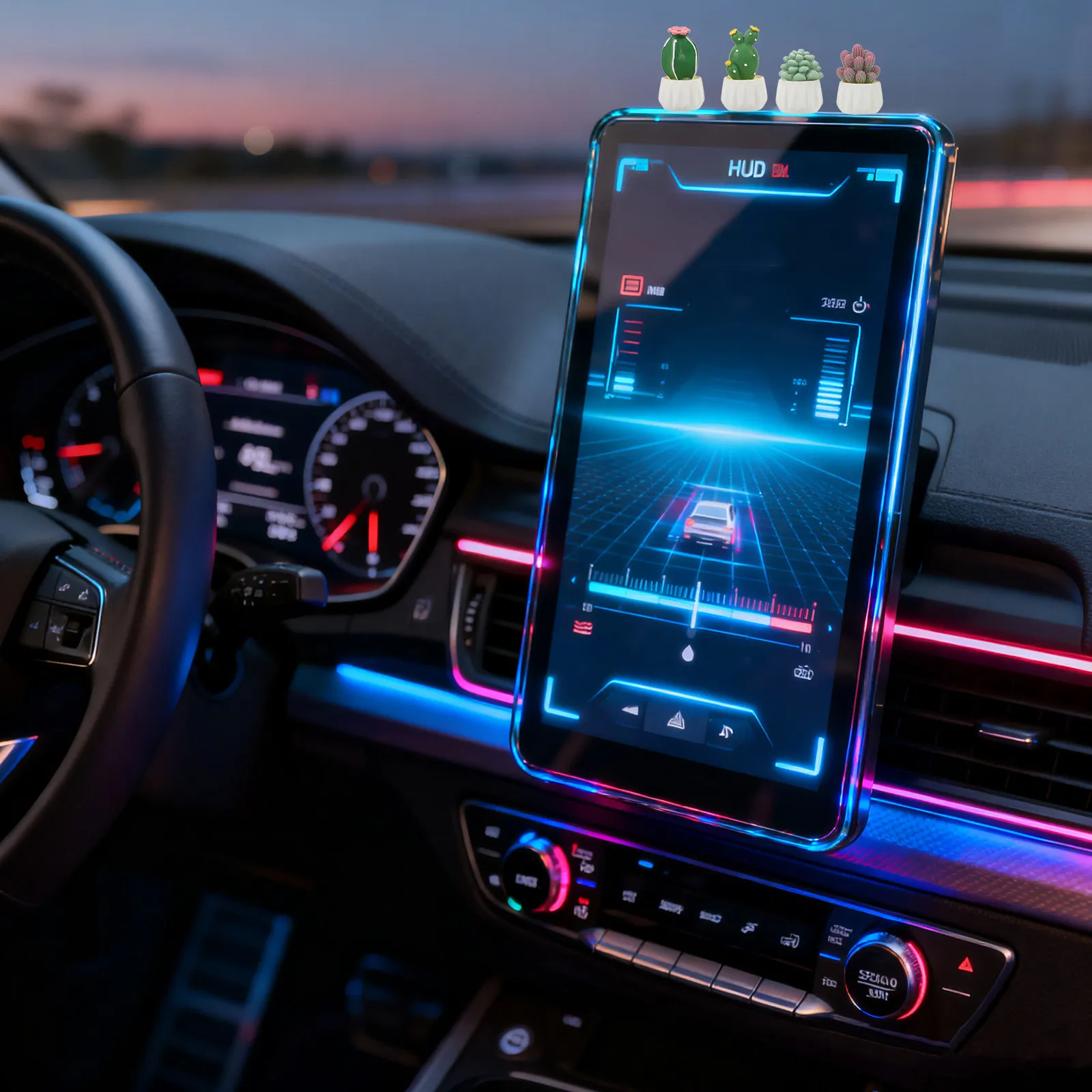 

4Pcs Simulated Cactus Car Ornament Miniature Dashboard Decor Resin Plant Pot Sculpture Vehicle Interior Home Office Tabletop