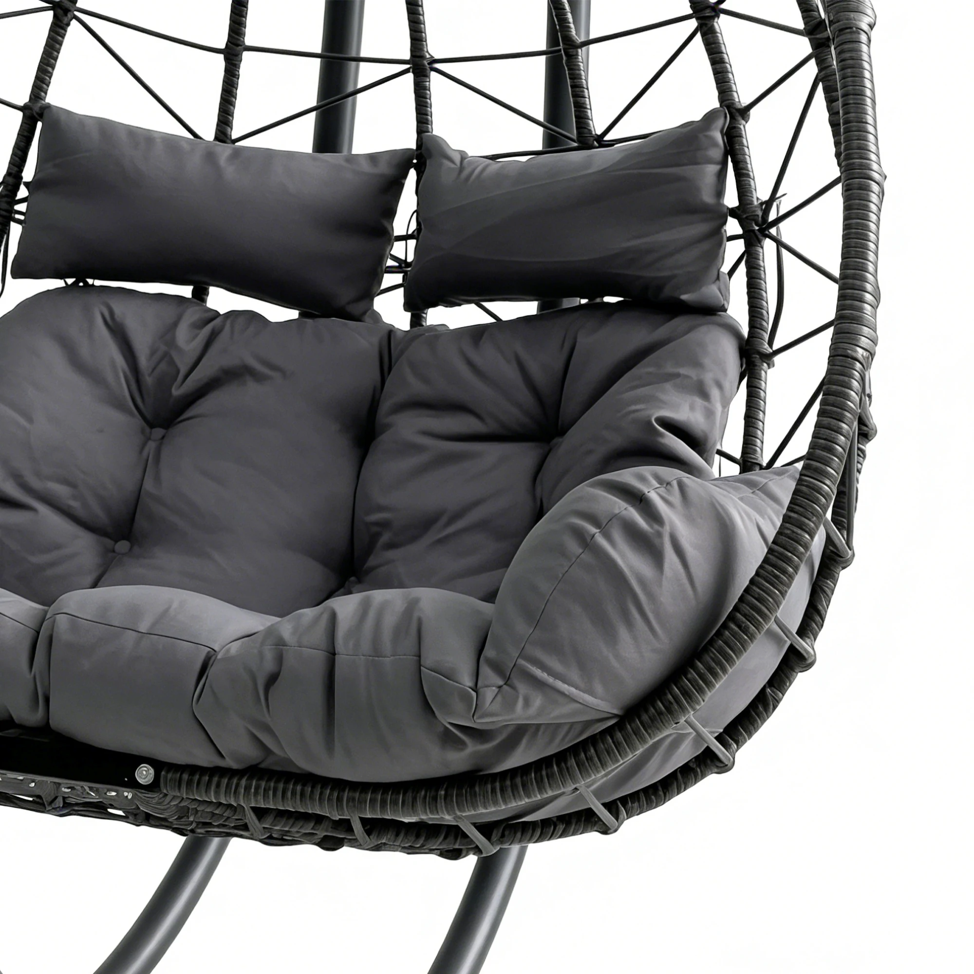 Double Hanging Egg Chair with Bracket Modern, Waterproof Cushion Terrace Hammock Swing Double Sofa Suitable for Outdoor Use