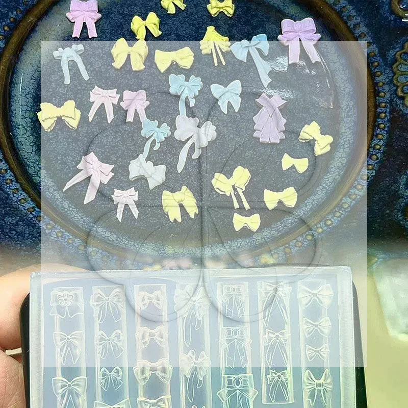 Sweet Bow 3D Silicone Transparent Nail Mold Cute Animals Cat Nails Carving Template Manicure Design Tool DIY Nail Art Decoratio