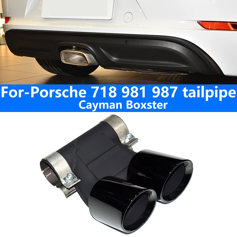 

For 2008-2024 Porsche Cayman Boxster 718 981 987 Square Rectangular Exhaust Upgrade GTS Black Muffler Tip Nozzle