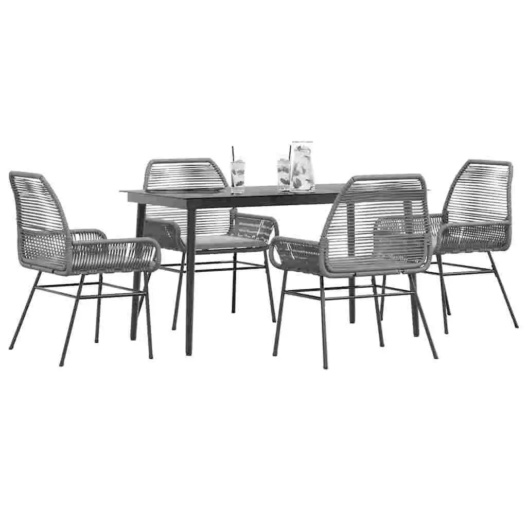 

Garden Dining Set Gray PE Rattan 5 Piece Outdoor Furniture Modern Patio Table and Chairs комплект для обеденной зоны
