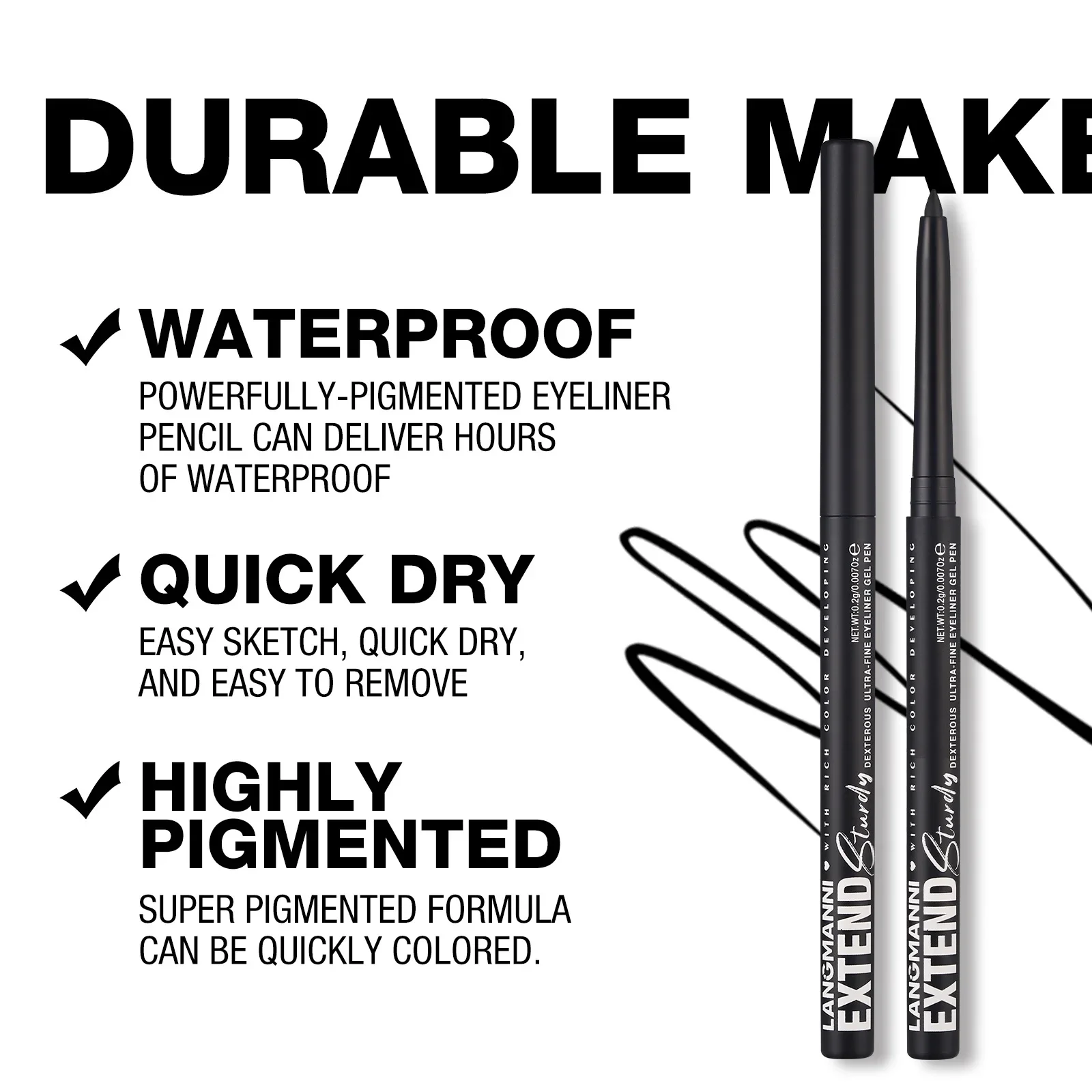 LANGMANNI 12 Kolorów Matowy Brokatowy Eyeliner Gładka Konsystencja Łatwy w Aplikacji Wielofunkcyjny Wodoodporny Eyeliner Cień do Powiek w Płynie