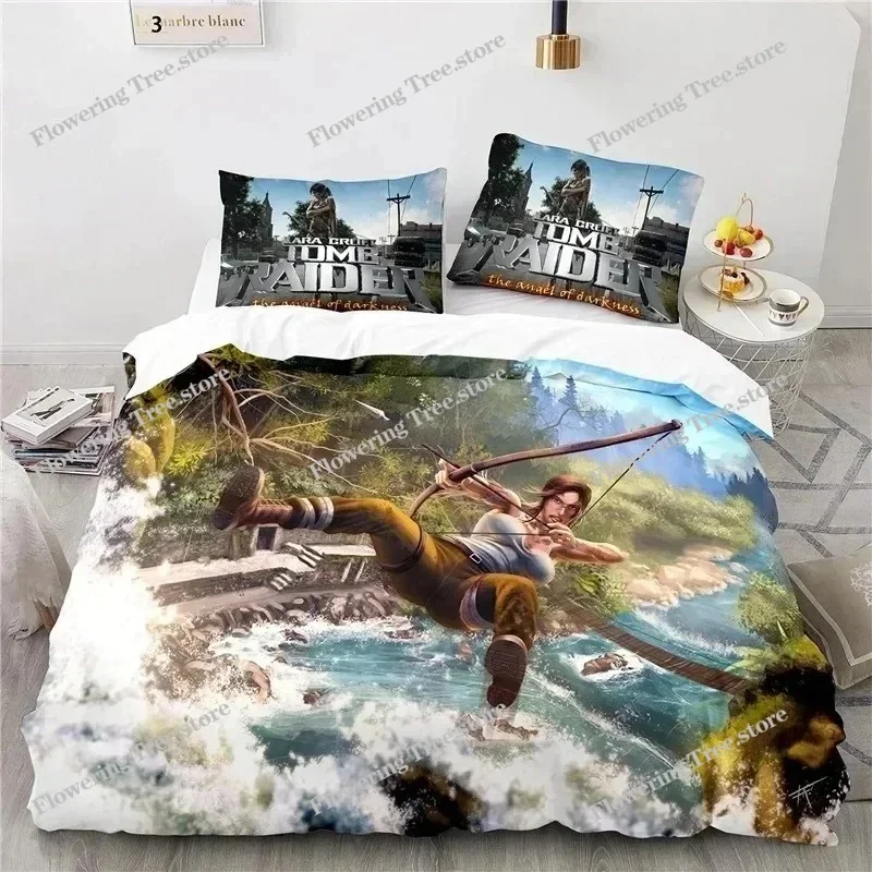 

3D print Game Tomb Raider Bedding Set Boys Girls Twin Queen Size Duvet Cover Pillowcase Bed Boys Adult Home Textileextile