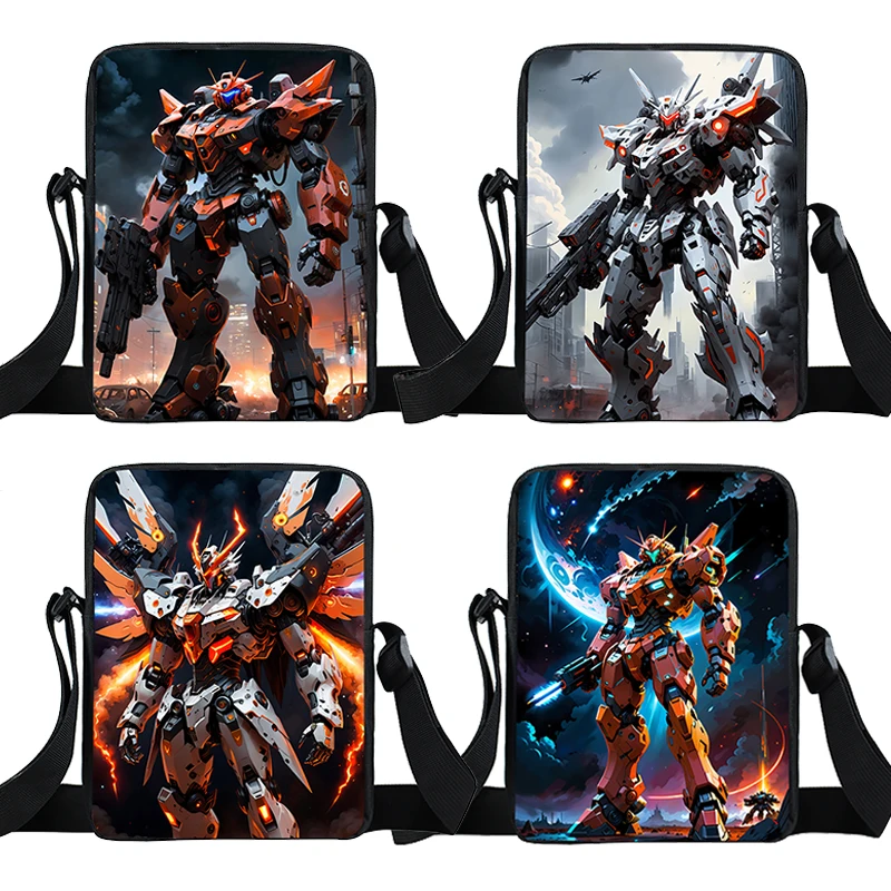 

Science Fiction Mecha Robot Print Crossbody Bags Student Bookbags Women Men Shoulder Bag Phone Holder Portable Storage Bag