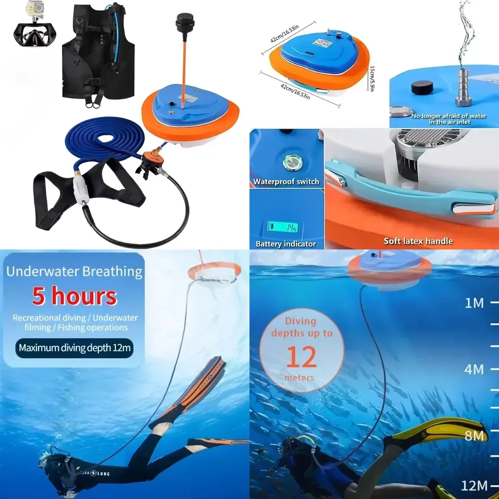 2026 Scuba Diving System with Mask Mount Floating Air Pump for Underwater Snorkeling Diving Equipment Snorkel Gear