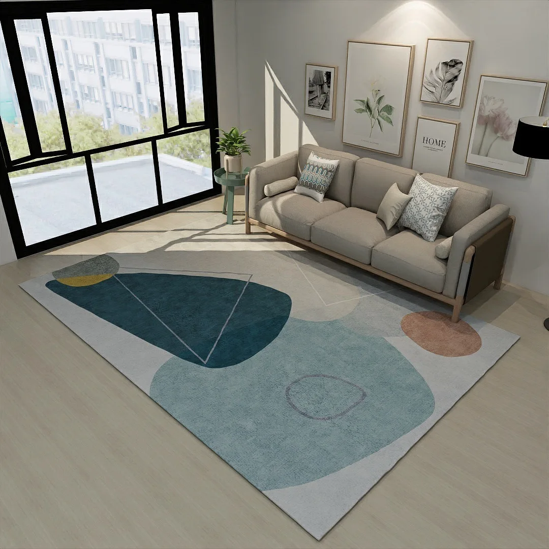 VIKAMA Modern Minimalist Living Room Carpet Nordic Ins Geometric Pattern Carpet The Bedroom Bed Is Covered With Carpet Mats