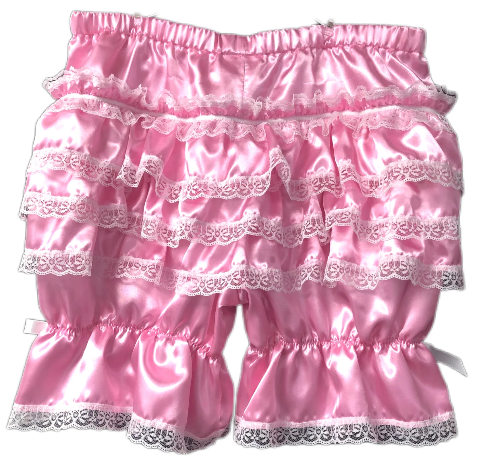 French Maid Cross-dressing Knickerbockers Pink Satin Lace Hem Sissy Dress Lining Can Be Customized In Multiple Colors