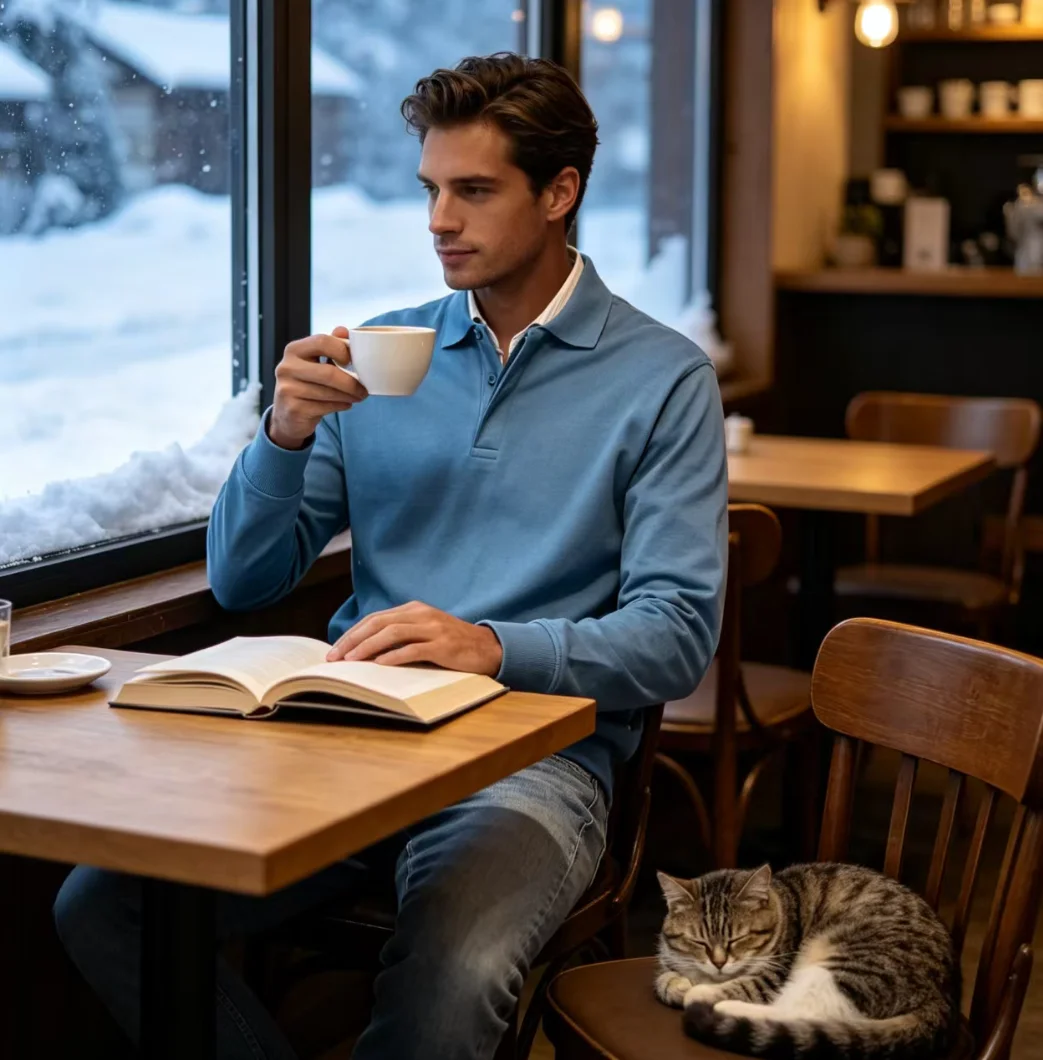 2026 Spring Autumn Long Sleeve Polo Shirts Men Solid Casual Daily Turn Down Collar Pull On Polos Male Anti-Shrink Tees Tops