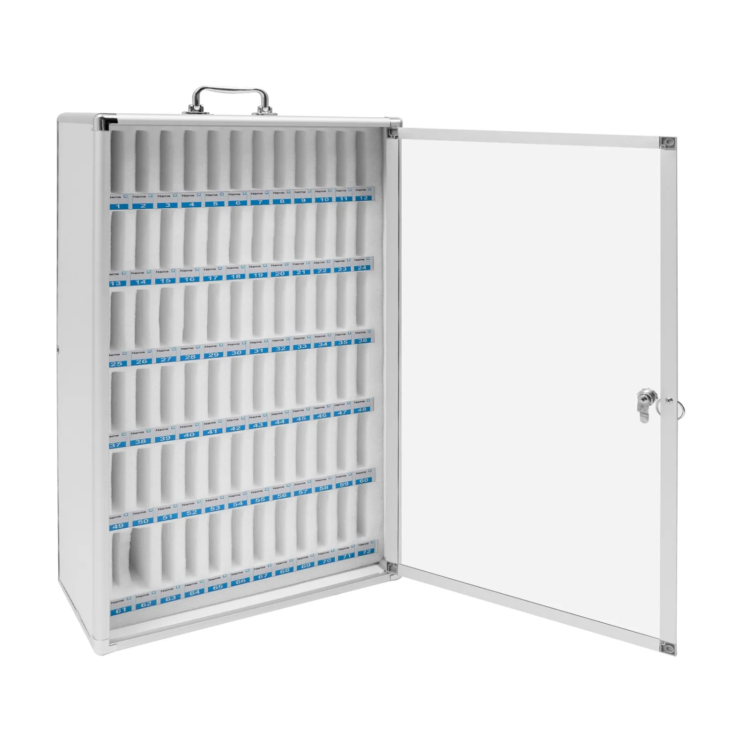 72 Slots Aluminum Alloy Pocket Chart, Cell Phone Locker for Classroom, Storage Cabinet for Cell Phones, Wall-Mounted with a Locked - view 4