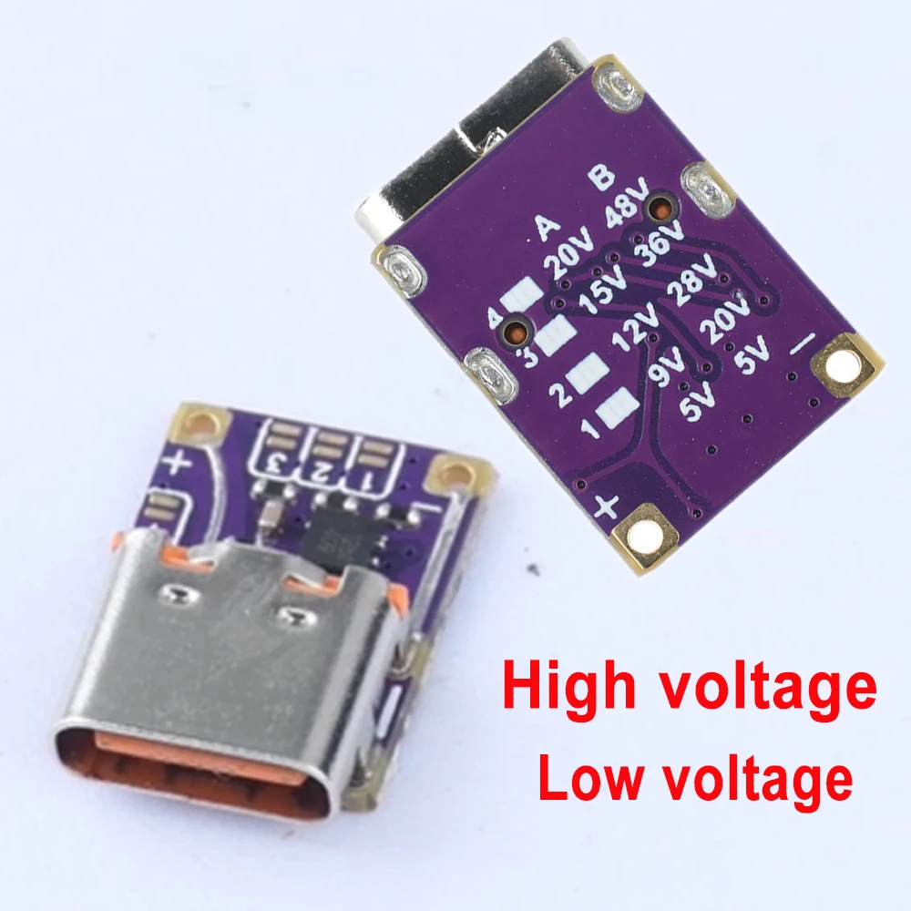 Type-C PD3.0 PD3.1 QC3.0 Decoy Fast Charge Module DC 5V/9V/12V/15V/20V/28V/36V/48V Voltage Trigger PD to DC Fast Charge Module