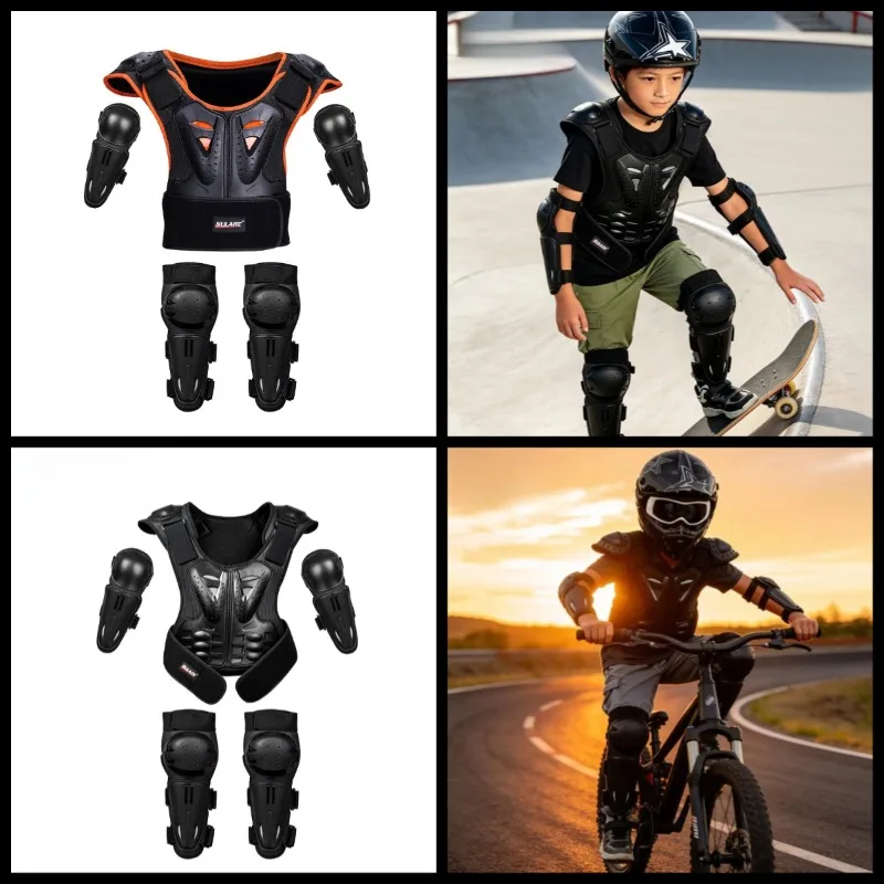 Children Vest Armor Full Body Protector Motocross Armor Jacket Chest Spine Protection Gear Elbow Shoulder Knee Guard