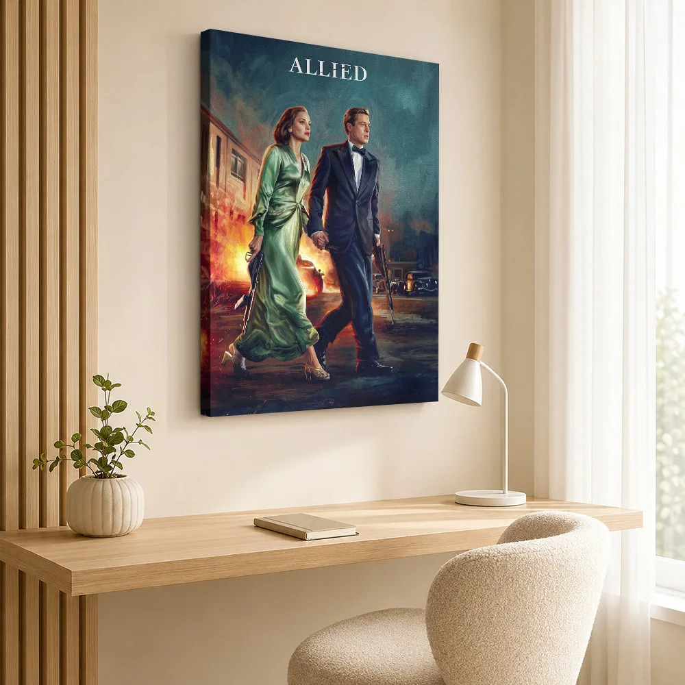 Allied Movie  Art Canvas Print Poster Custom Photo Vintage Movie Canvas Wall Art for Bedroom Decor Ready to Hang Gift for Fans