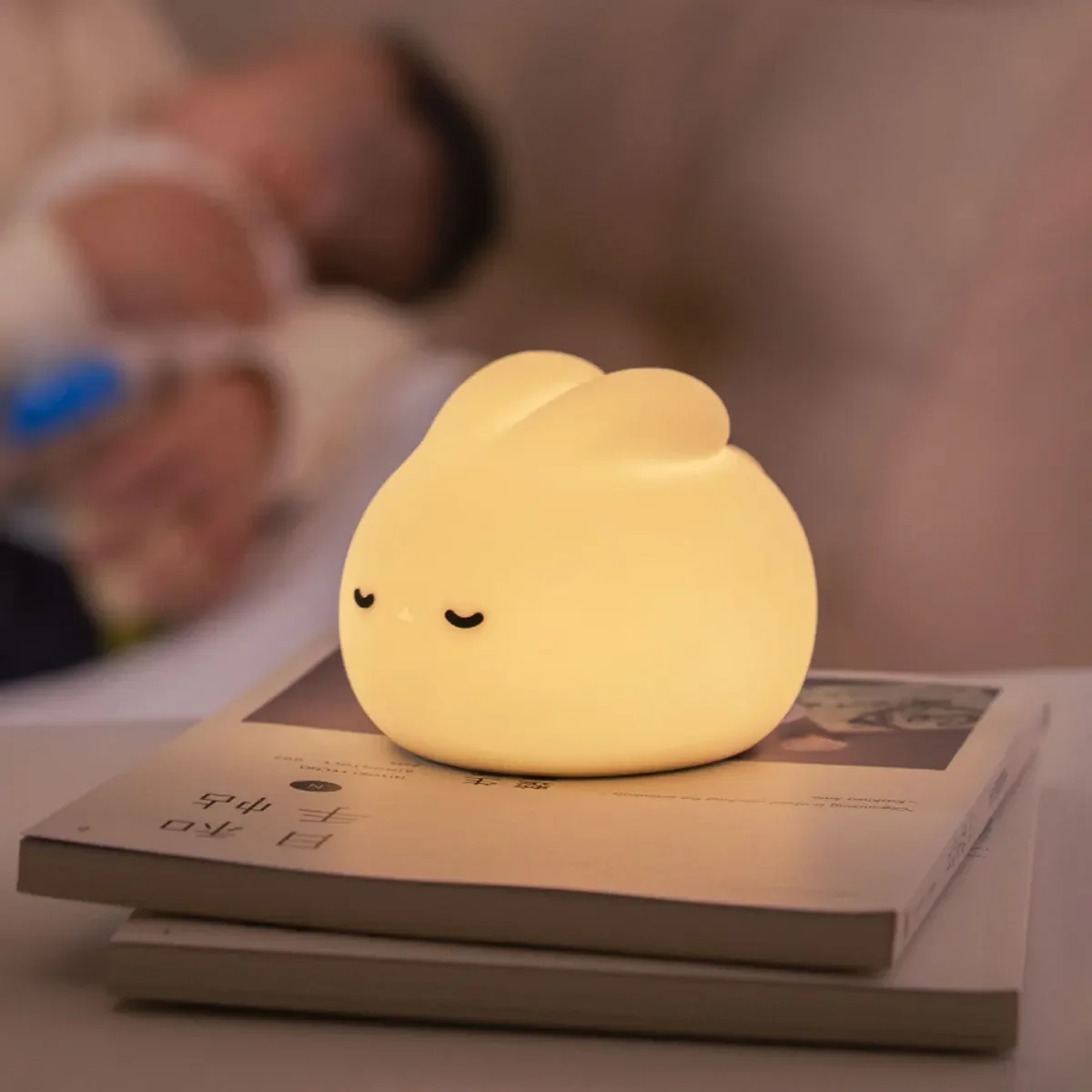 Cute Bunny Night Light for Kids Room, Nursery Decor, USB Silicone Lamp for Toddlers, Girls, Boys
