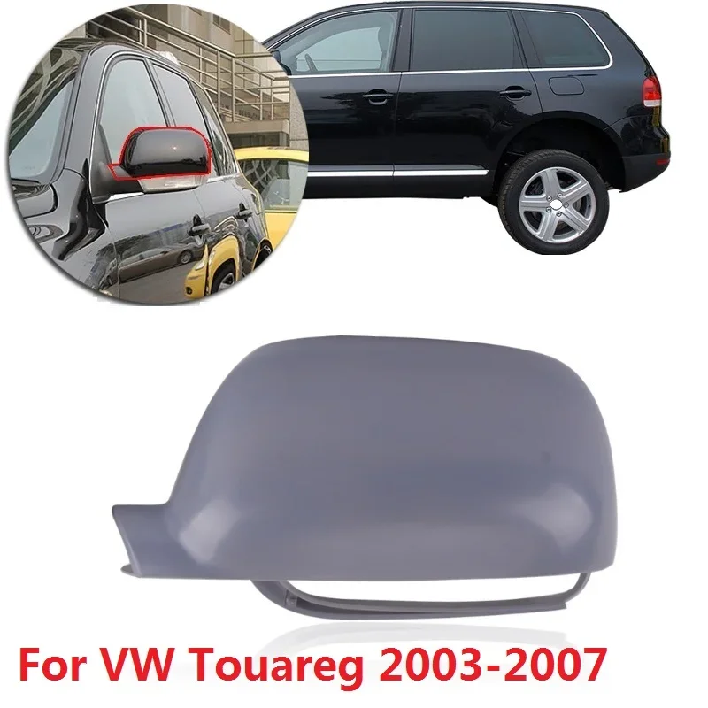 Capqx para vw touareg 2003-2007 exterior espelho retrovisor capa lateral tampa escudo cor da base (sem pintura qualquer cor)