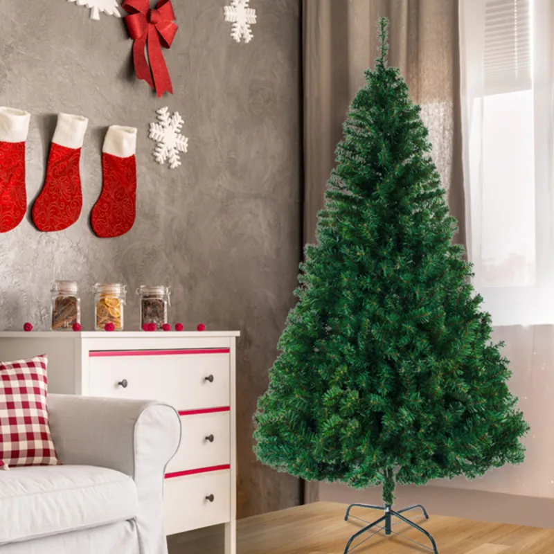 Árbol de Navidad decorado con material de PVC de 8 pies y 1138 rama, gran durabilidad, mano de obra fina, verde