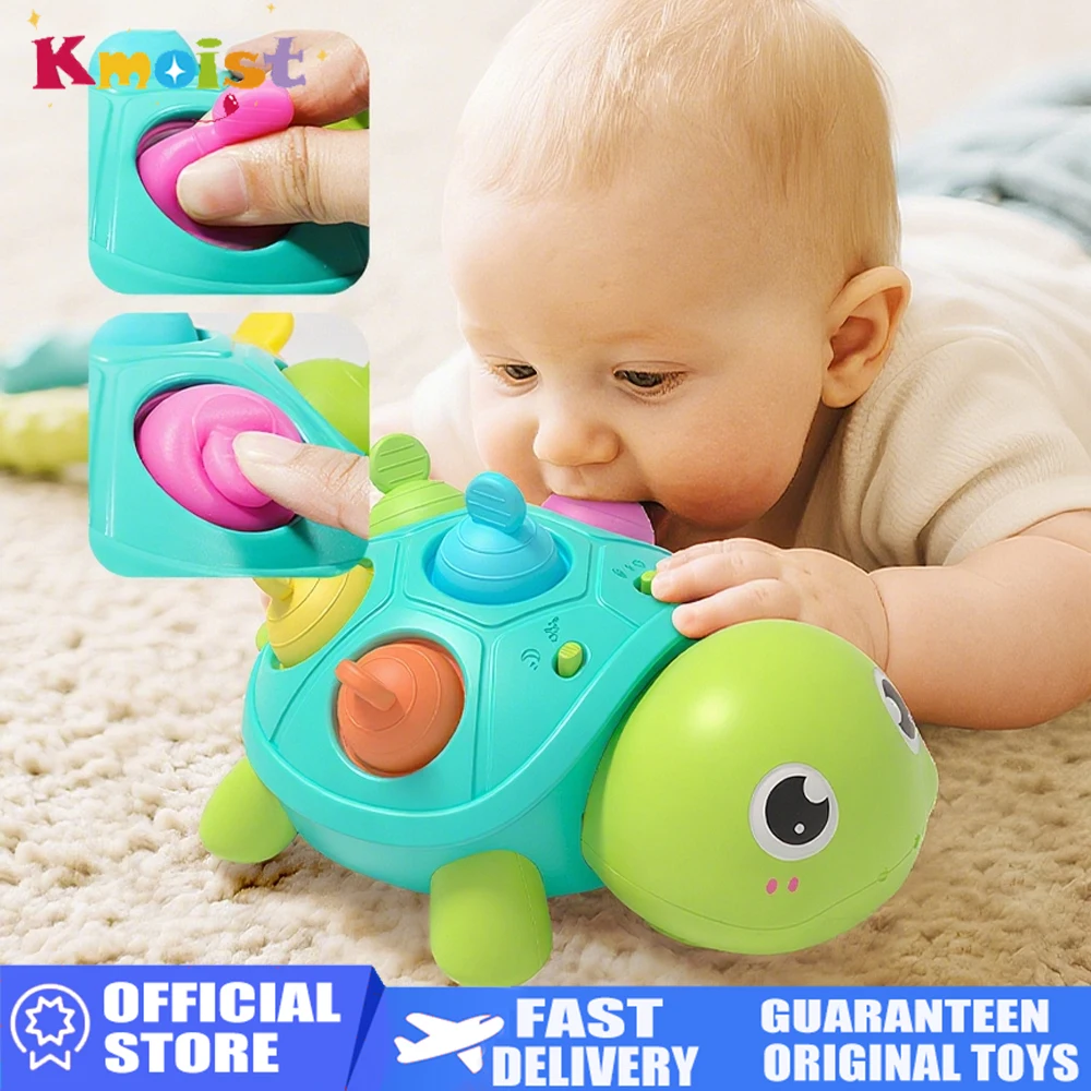 Turtle Multifunction Crawling Toy with Music and Light Smooth Round Shape Electric Cartoon Education Kids Toys Christmas Gifts
