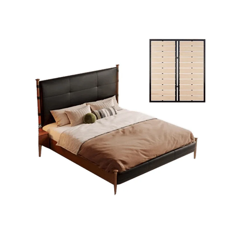 

Medieval leather bed French retro master bedroom first floor