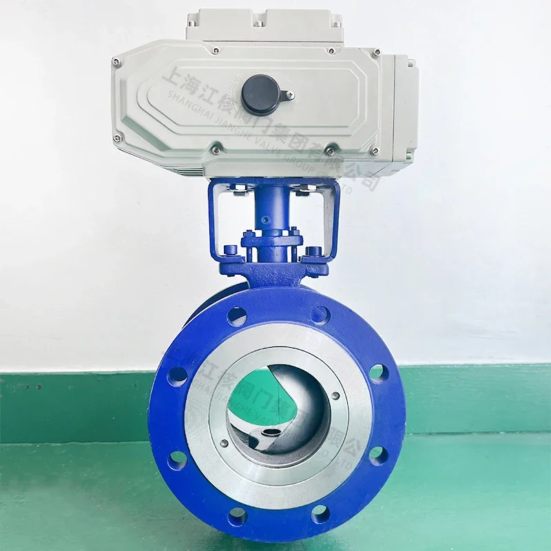 V-shaped electric ball valve made of stainless steel, cast steel, pulp particles, high-temperature steam, wear-resistant