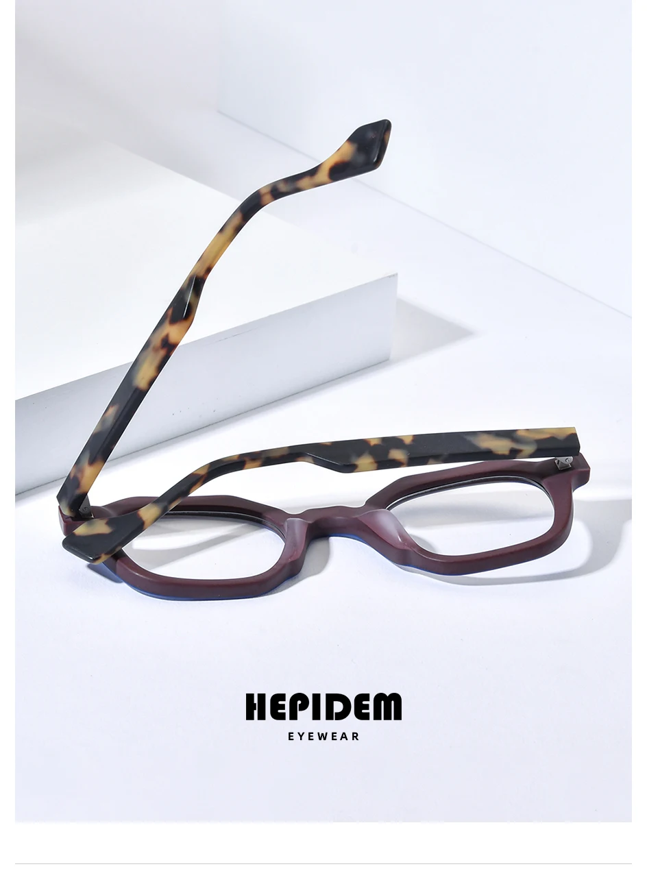 HEPIDEM Acetat Brille Männer Marke Designer Oversize Große Größe Brillen Rahmen Japanische Handgemachte Brille Männer Dicke Brillen 9374 – Detail 2
