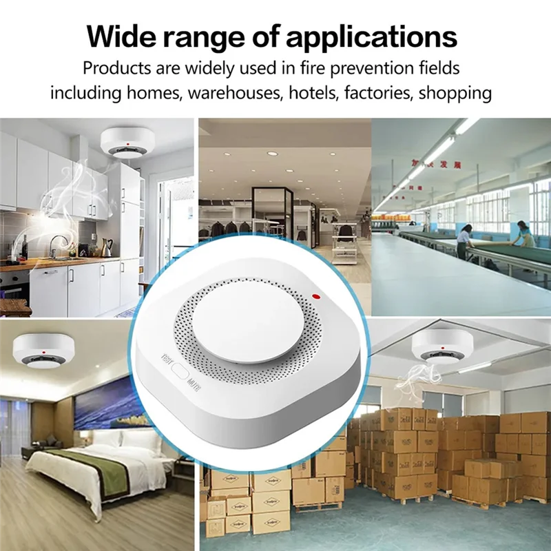 A73E-Tuya Zigbee Smoke Detector Smart Fire Alarm For Home Office Security Smoke Fire Alarm Fire Protection