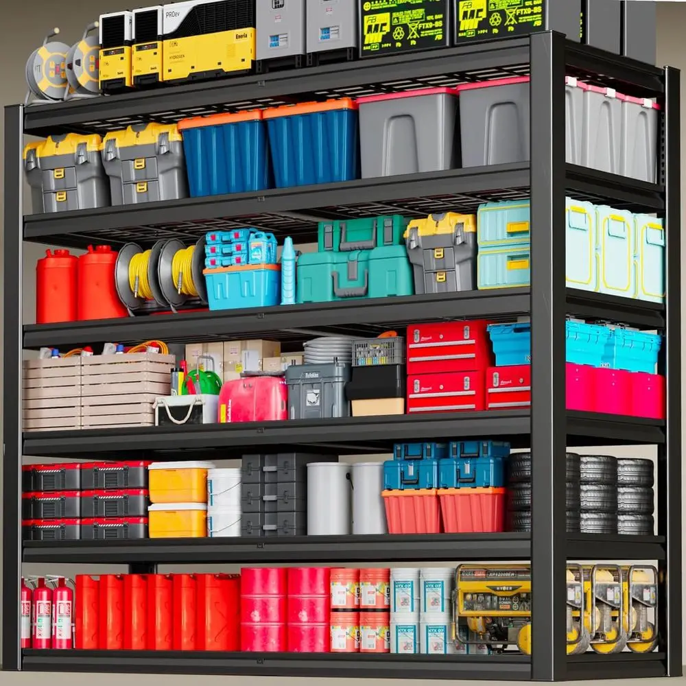 

Прочный металлический стеллаж для гаража, 65 дюймов, 6-ярусный, промышленного класса, 65 ширина x 24 глубина x 84 высота