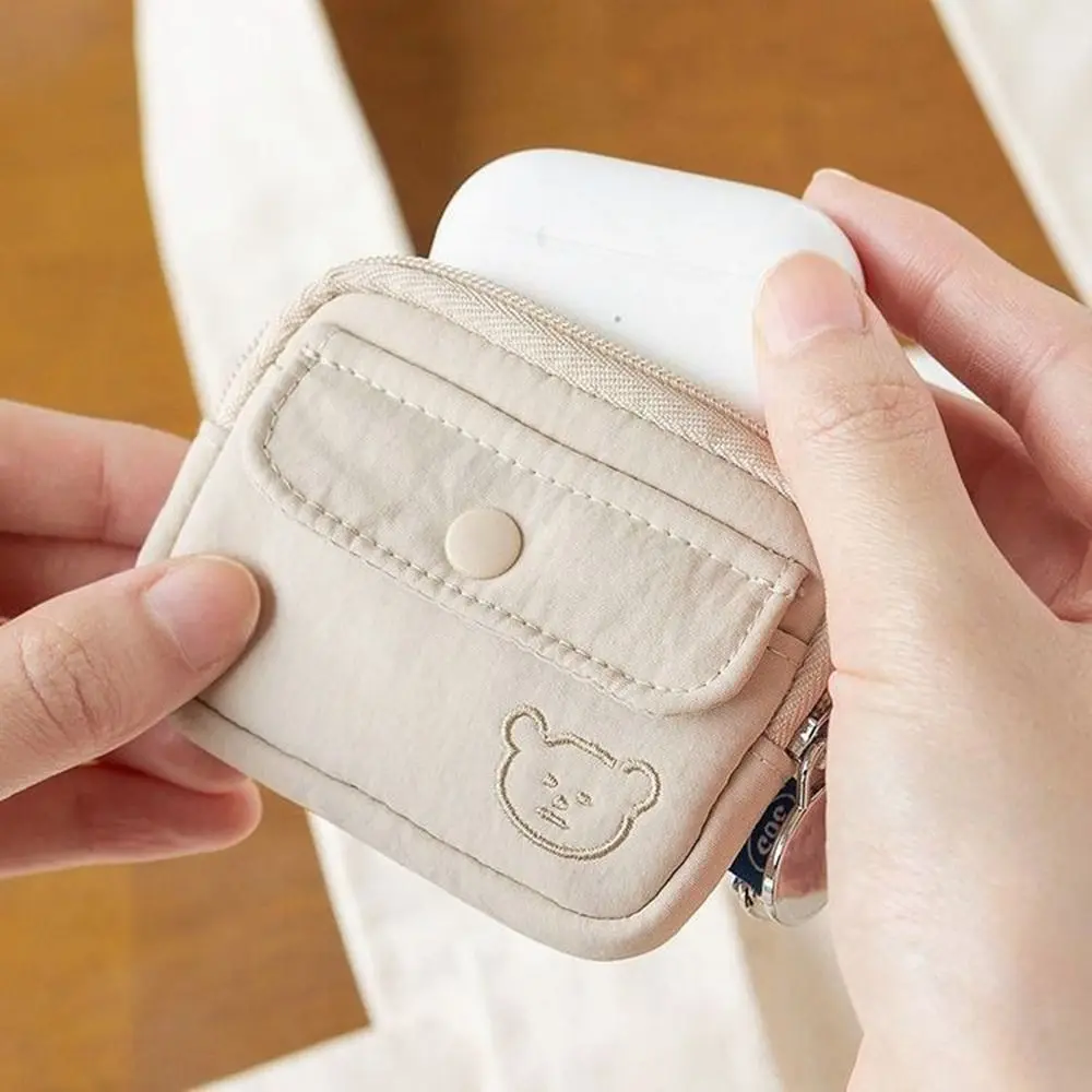 Multifunctional Portable Nylon Coin Purse Card Holder Zipper Pouch Cute Zero Wallet Soft Lightweight Small Cosmetic Bag Student