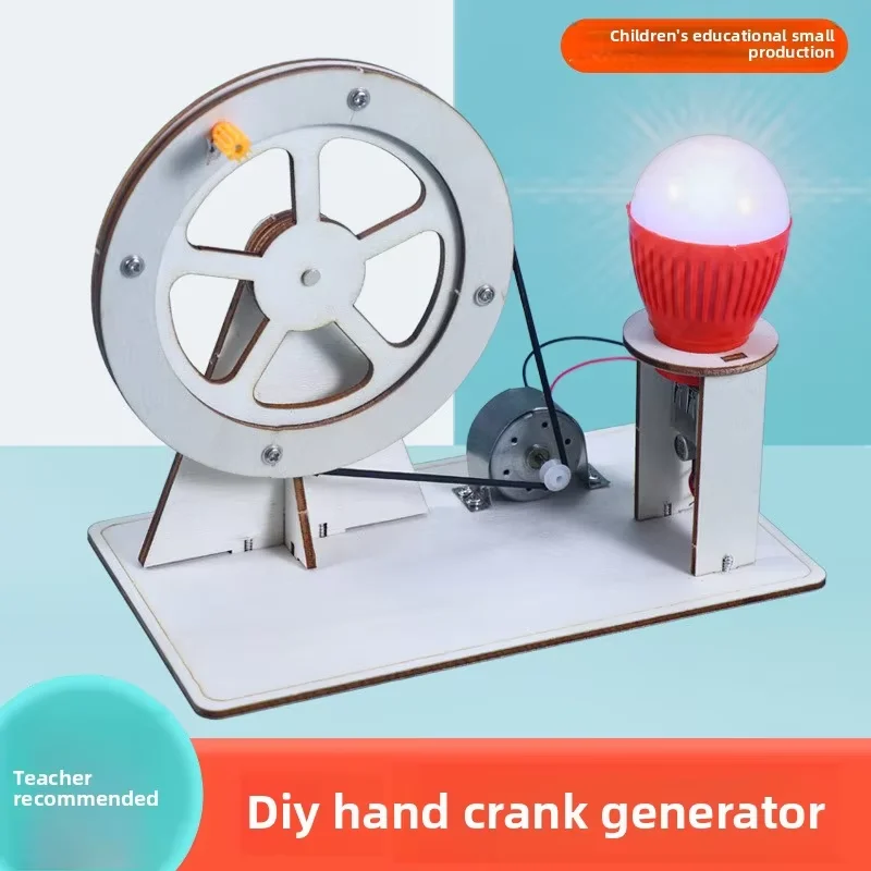 เครื่องกำเนิดไฟฟ้ามือหมุนขนาดเล็ก DIY ชุดทดลองวิทยาศาสตร์ DIY และของเล่นแบบจำลองเพื่อการศึกษาสำหรับเด็ก ของเล่นของขวัญ โครงการของเล่น