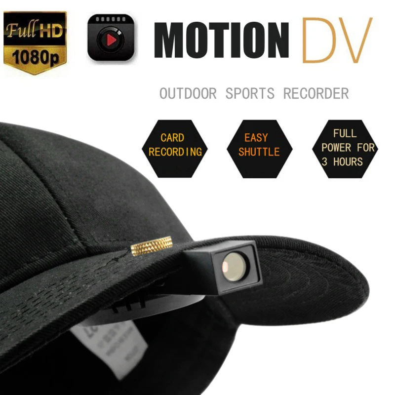 1080P Sport DV DVR Mini Action Camera for Riding Fishing One-click Recording Baseball Hat Cap Camera Adjustable Golf Sun Gorras