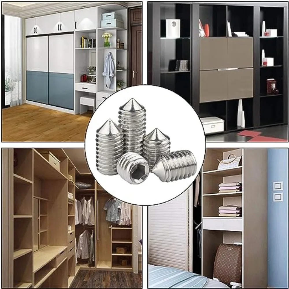 10 Stück M2 M2,5 M3 M4 M5 M6 M8 M10 M12 304 Edelstahl Sechskant Innensechskant Stellschrauben Kegelspitze Madenschraube – Detail 6