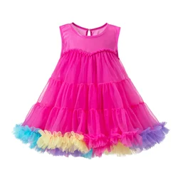 Baby Girls Tutu Dress Sleeveless Strap Rainbow Princess Girls Birthday Party Dress Children Kids Halloween Party Perform Costume