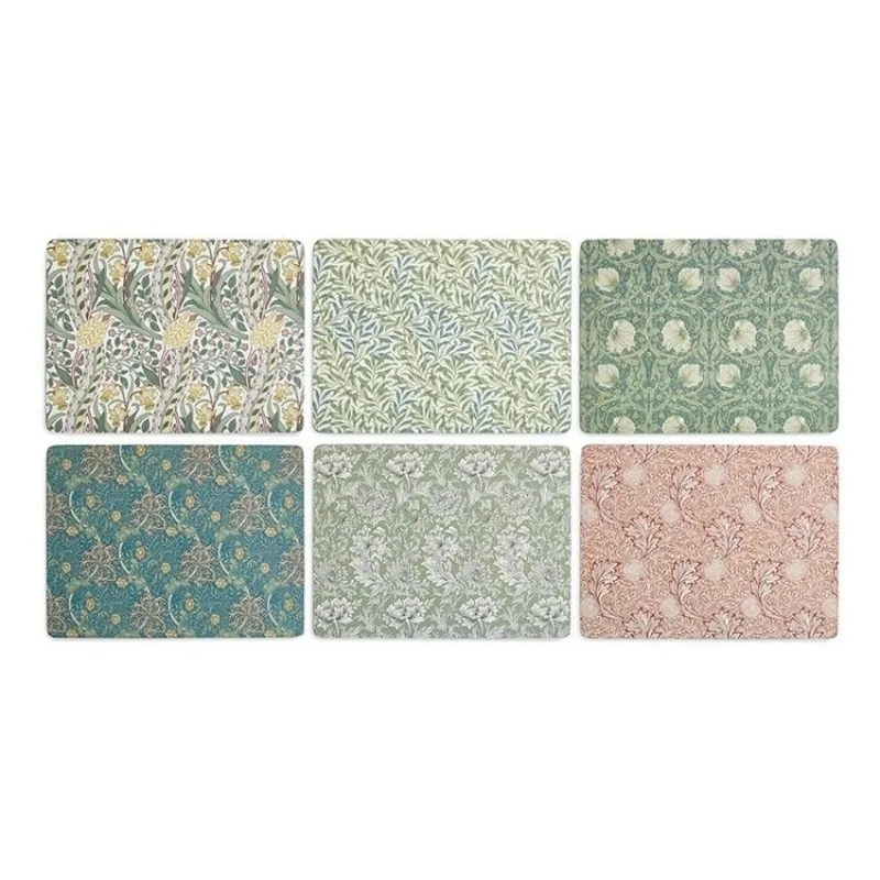 Heat-resistant and anti-scalding retro, rectangular placemat, heat-insulating mat, European teacup mat.