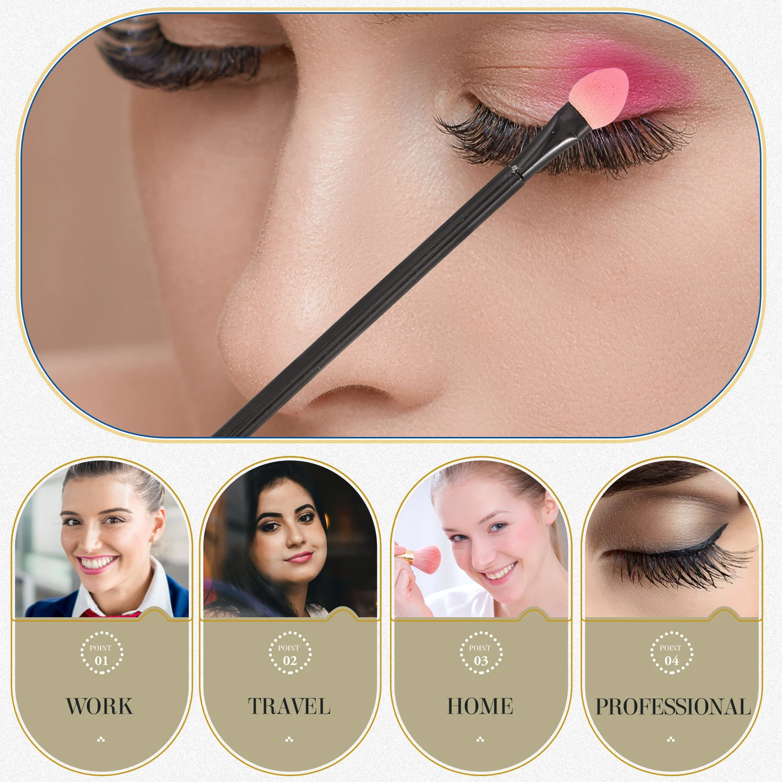 

30 Pcs Eye Shadow Sticks Applicator Eyeshadow Sponge Brush Double-ended Makeup Kit Women Long Handle