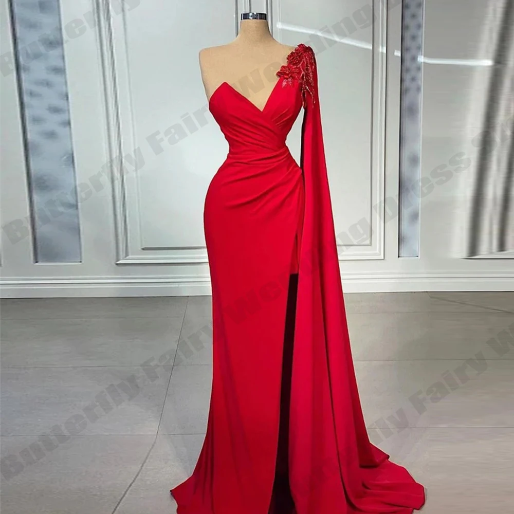 Gorgeous Beautiful Female Elegant One Shoulder Sleeve Cocktail Party Dresses Luxury Evening Dresses Floor Length Dresses 2023