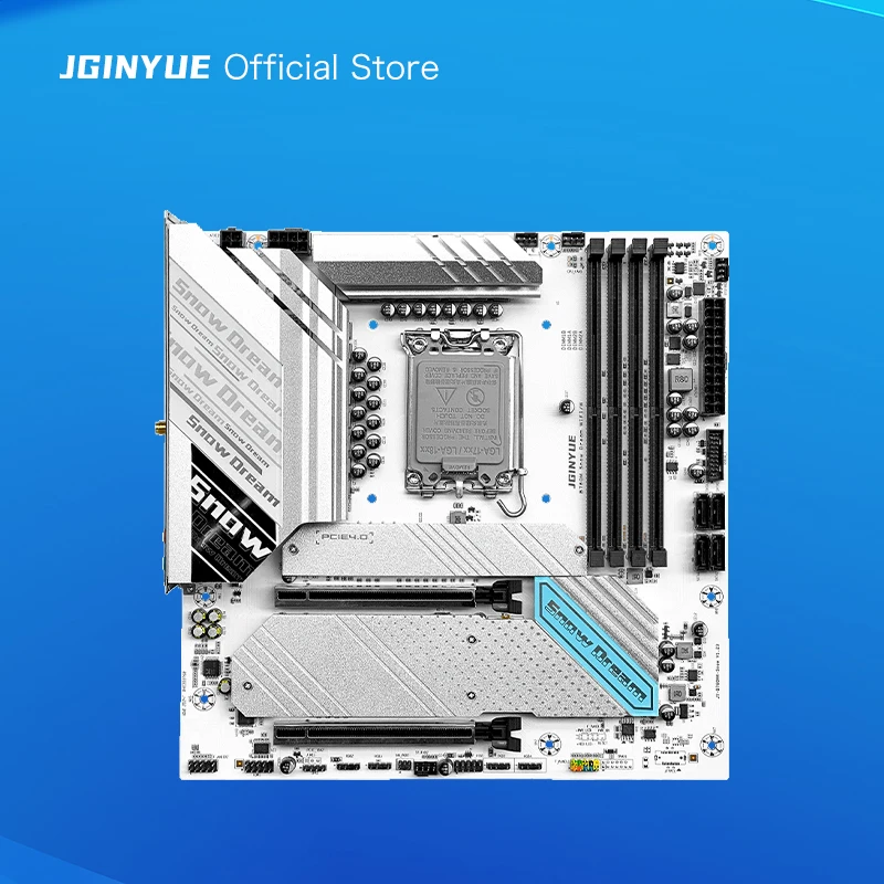 JGINYUE B760M Motherboard LGA 1700 Support Intel Core 12th 13th 14th Processor Dual channel DDR4 Memory B760M-Snow Dream WIFI/W