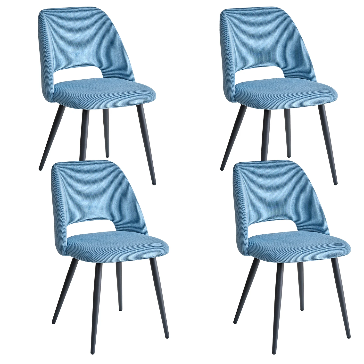 Set van 2/4/6 stijlvolle corduroy eetkamerstoelen - zitting van zachte stof, ergonomisch ontwerp, geschikt voor gezinsetruimte