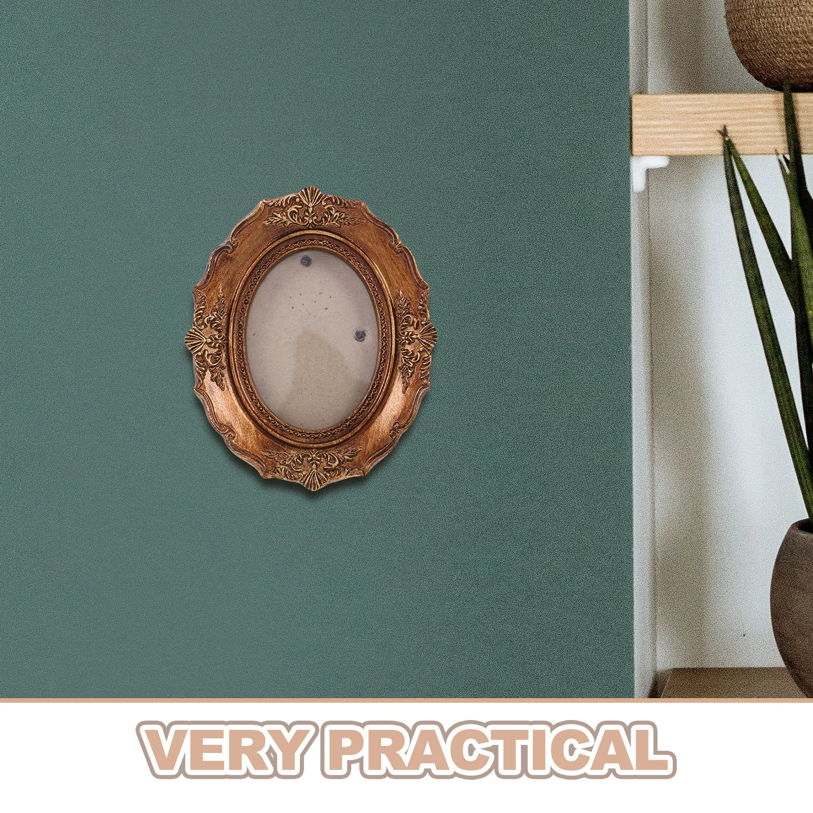 Mini Vintage Resin Photo Frame 10.8x9cm Small Retro Decorative Picture Holder Miniature Frame Ornament for Table Display