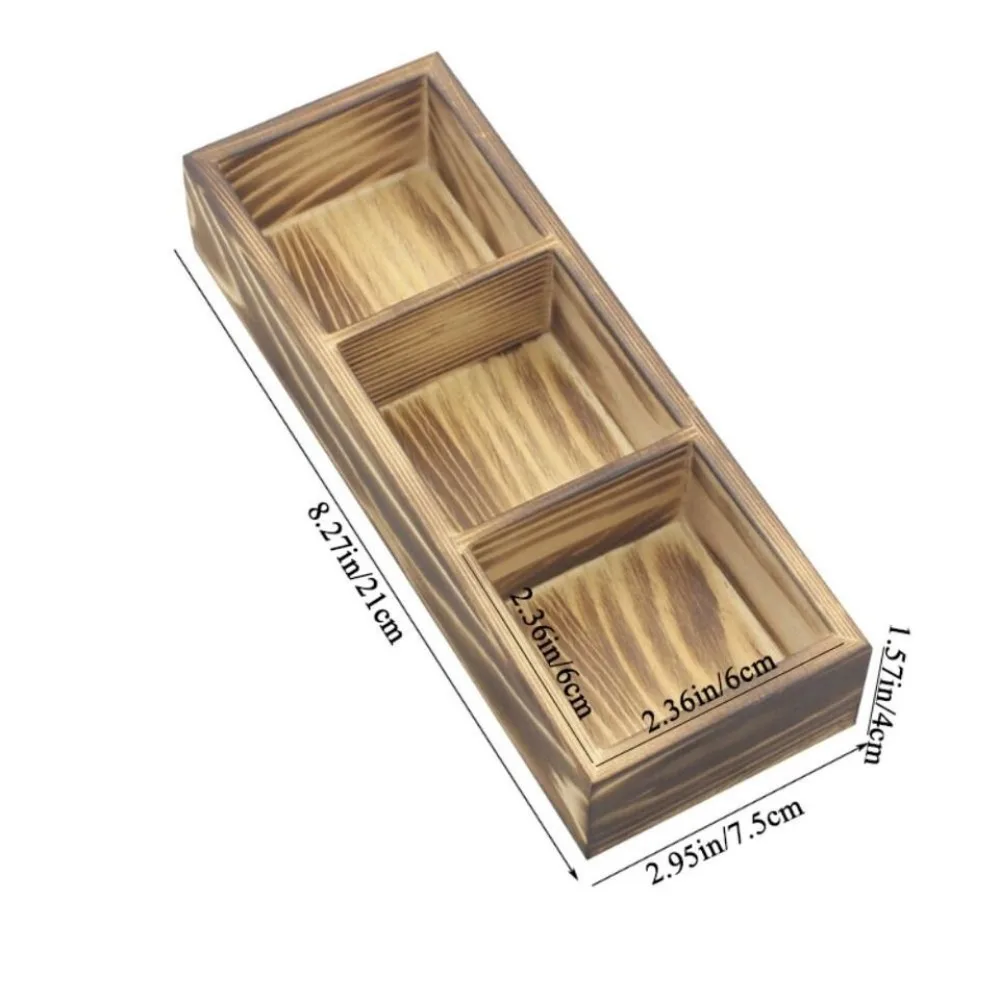 Desktop Creativity Tea Bag Holder Practical Exquisite Miscellaneous Sorting Grid Simple Solid Wood Retro Vintage Storage Bin