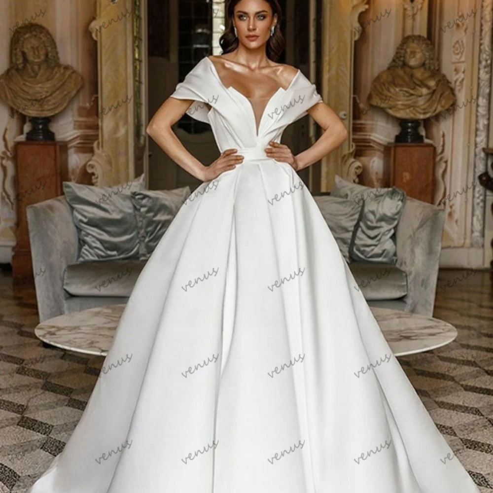 

Sexy Wedding Dresses Modern Bridal Gowns Off The Shoulder Robes A-Line Floor Length Elegant Sweep Train Vestidos De Novia 2024