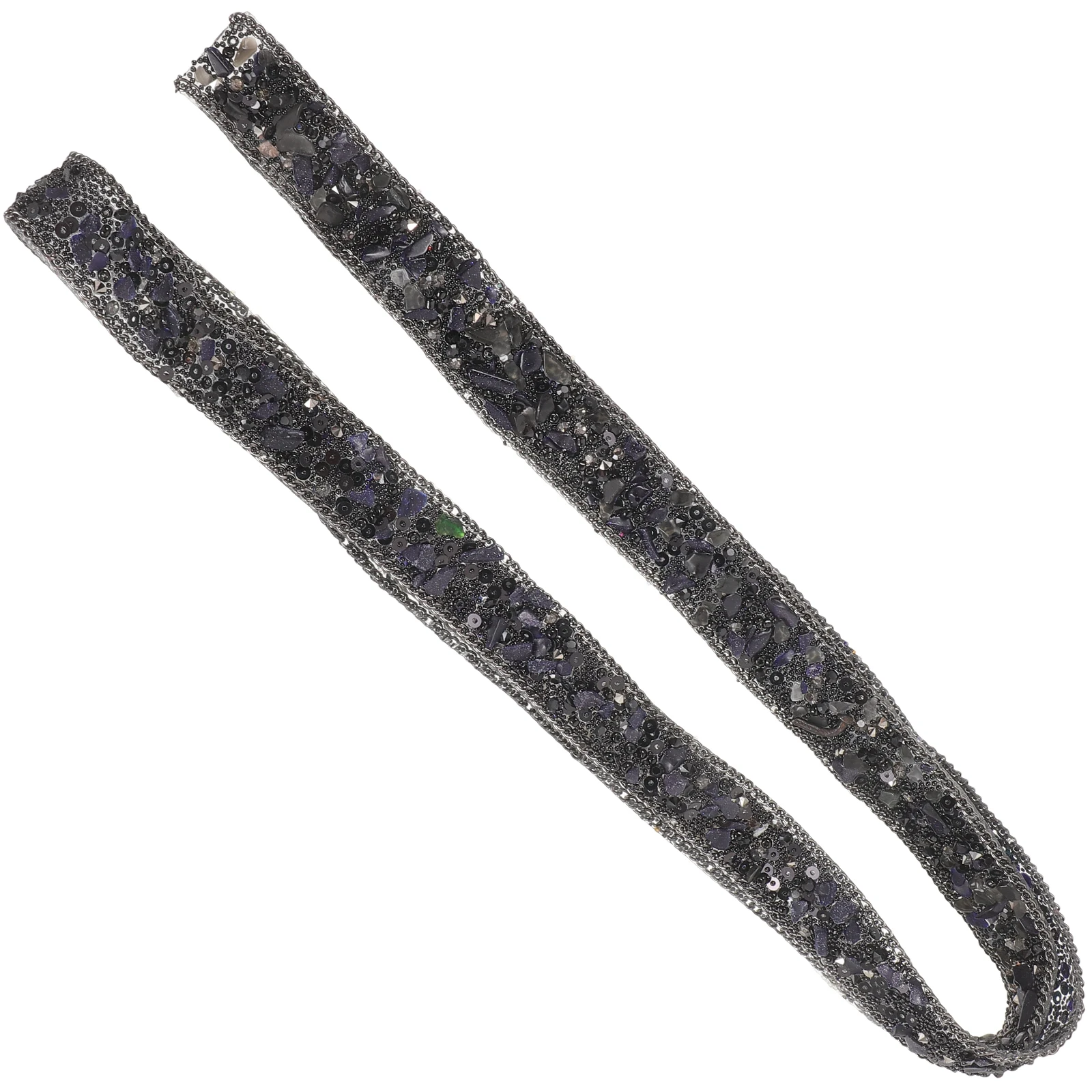 

Rhinestone Ribbon Crystal Trim Webbing Sparkling Tape Resin Chain Elegant Wedding Decor Black Glitter Diamond Belt
