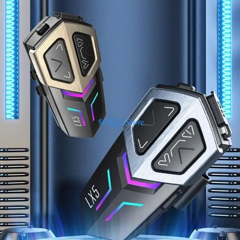 Interkom Helm Sepeda Motor Nirkabel 37JE untuk 10 Pengendara, Konektivitas 2000M, Teknologi Peredam Kebisingan, Tahan Air 2x