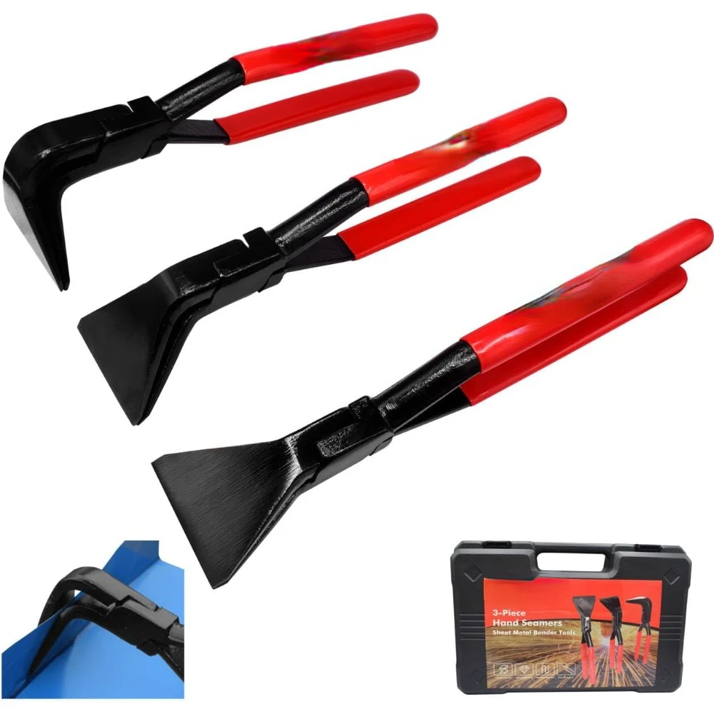 

3 Pieces Hand Seamers Sheet Metal Tools,45°and 90°Sheet Metal Bending Pliers Set for Flattening Metal, Metal Bender Tool