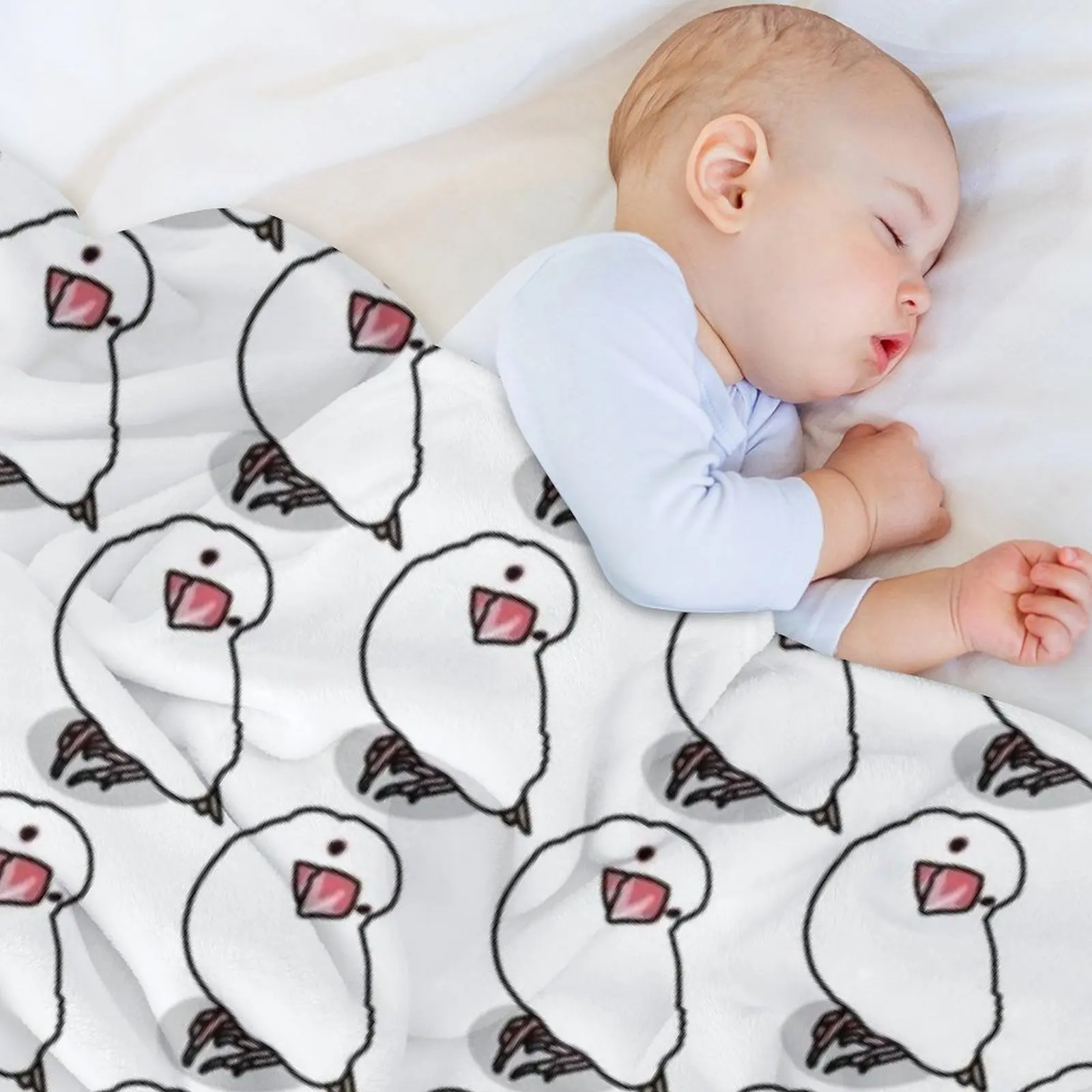 لطيف الأبيض جافا سبارو رمي بطانية الزخرفية سرير فروي منقوشة سرير ناعم البطانيات