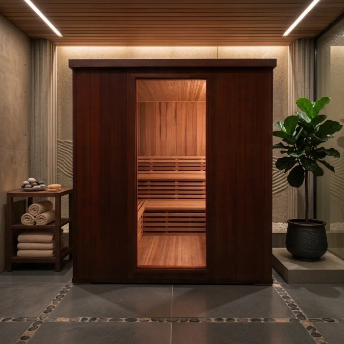 Modern Red Cedar Cube Outdoor Sauna RoomSolid Wood Garden Dry Steam Sauna Cabin For Villa Backyard With Optional Sauna Heater