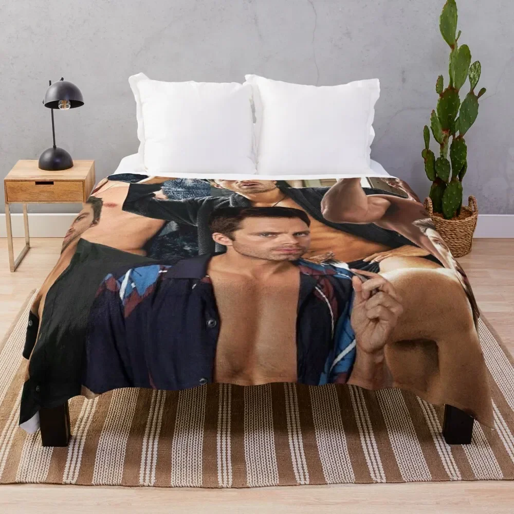 Sebastian Stan collage Throw Blanket Cute blankets ands Beach Blankets