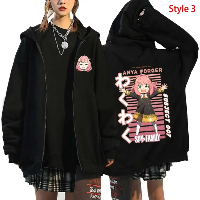 

Harajuku Casual Sweatshirts Beautiful Ladies Sweater Long Sleeve Japanese Anime Cartoon Pattern Zipper Shirt Y2K Harajuku Tops